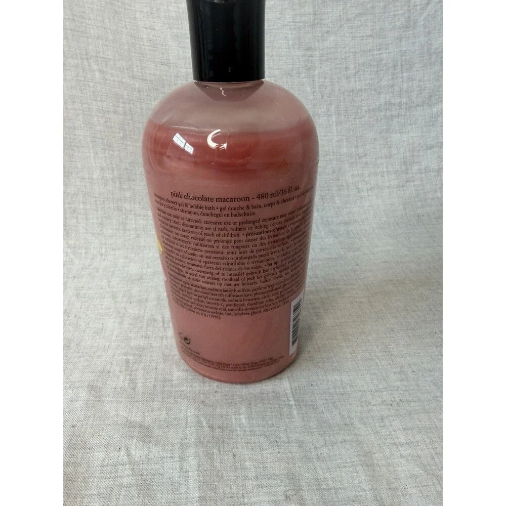 Philosophy Pink Chocolate Macaroon Shower Gel Shampoo Bubble Bath 16oz New 480mL